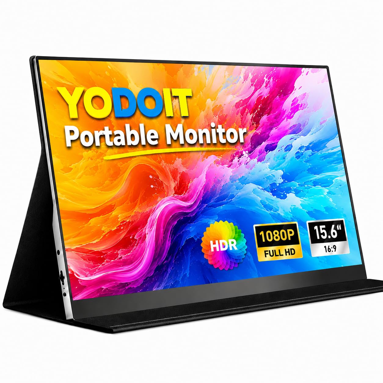 Yodoit Monitor Portatile 15,6" Display IPS FHD 1920x1080P | Secondo Schermo Esterno per laptop con Connettività USB-C e HDMI, con Altoparlanti e Custodia, per PC, Mac, PS3/4/5, Xbox