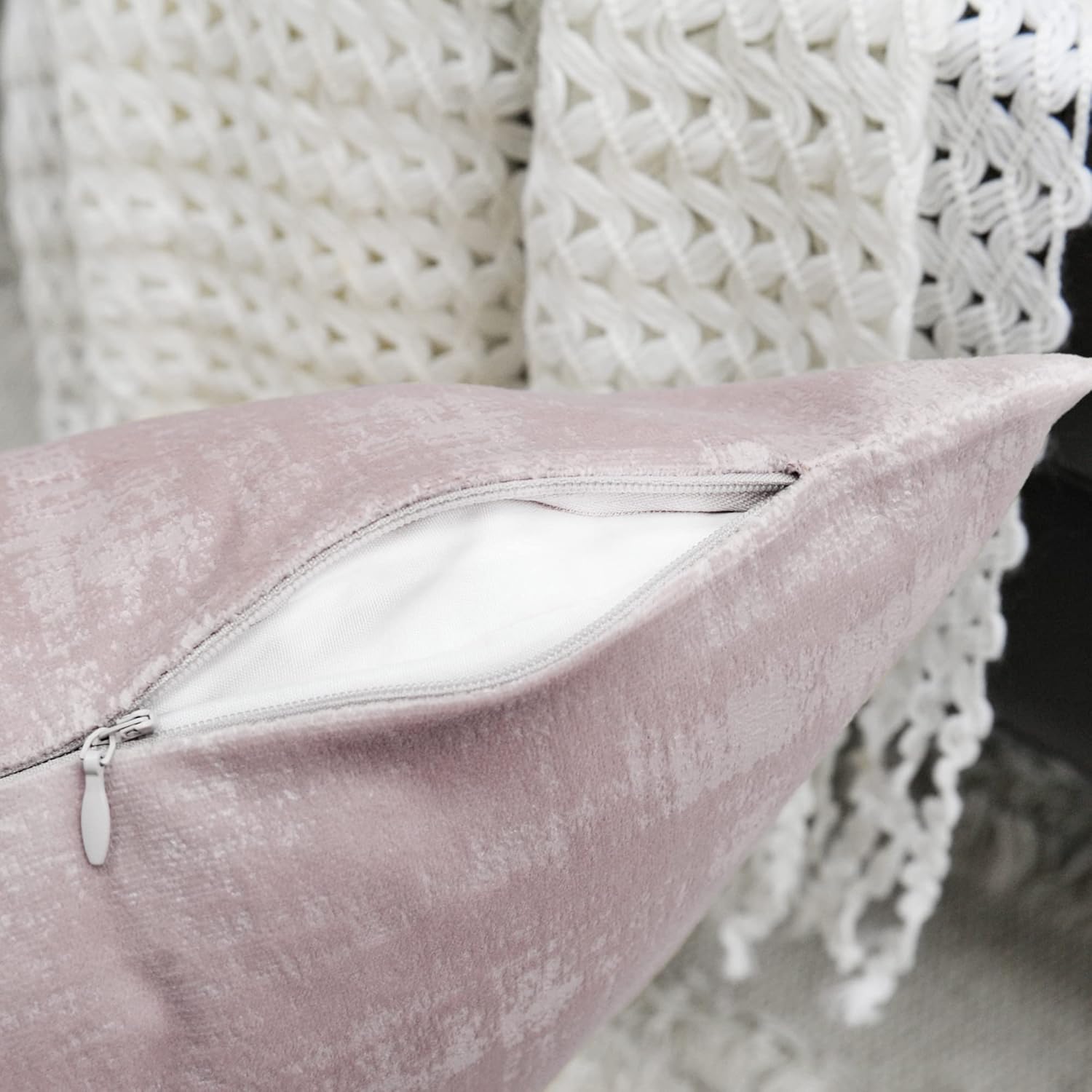 Art Velvet Decorative Square Throw Pillow Covers 26 x 26 Inches Set of 2, Cushion Case Pillowcase Pillowslip for Couch Bed Sofa Car Bedroom Living Room, Pale Pink