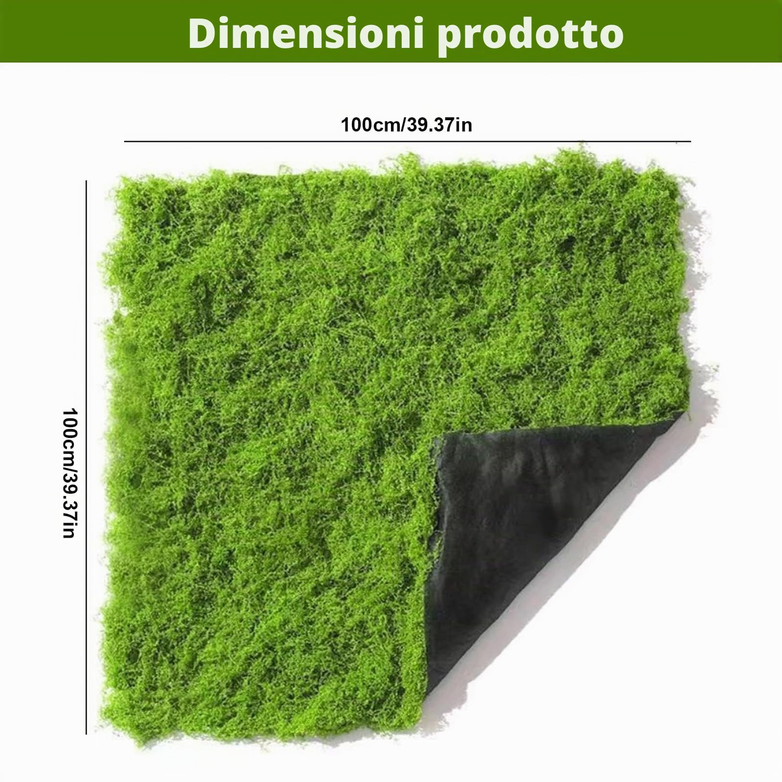 Tappetino in muschio artificiale, 100 x 100 cm, per decorazione da parete, muschio, fai da te e terrario, per decorazione, verde (verde chiaro)
