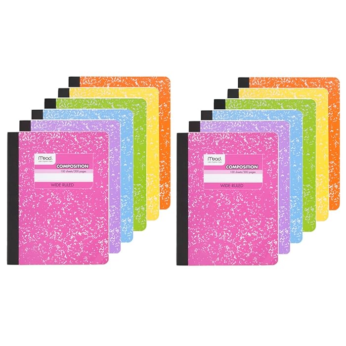 Buy Mead Composition Book, 12 Pack of Wide Ruled Composition Notebooks