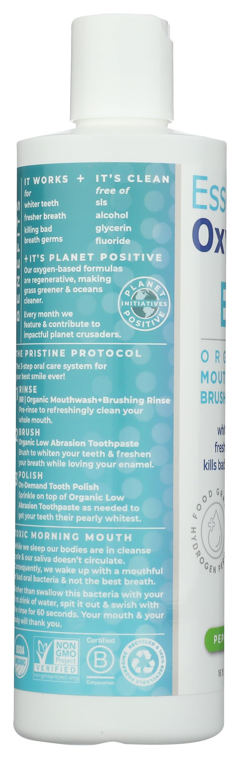 Essential Oxygen BR Organic - Enjuague bucal menta 473 ml