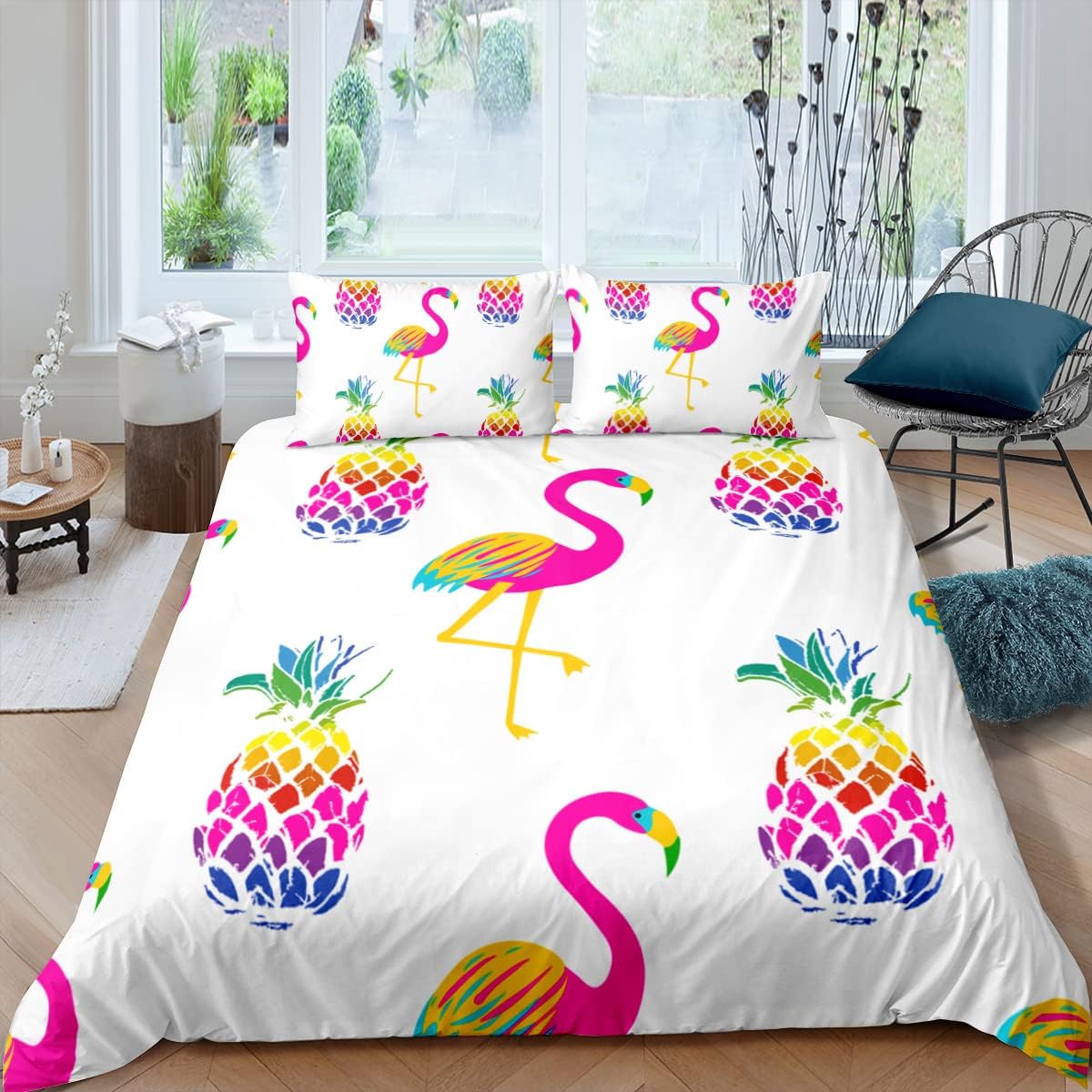 Bedding Sets Queen Size Flamingo Pineapple Duvet Cover Sets