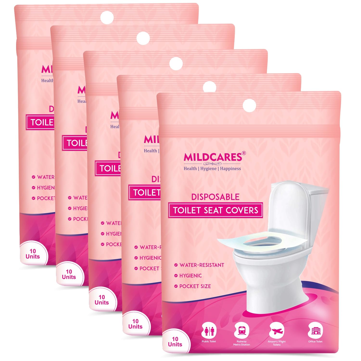 MILDCARES Disposable Toilet Seat Covers (Pack of 5, 50 Sheets)|Say No Direct Contact With Unhygienic Seats | Protects Against Germs For Public Toilets & Travel Essentials | Flushable & Nature Friendly (B0BTDKD2MQ) Amazon Price History, Amazon Price Tracker