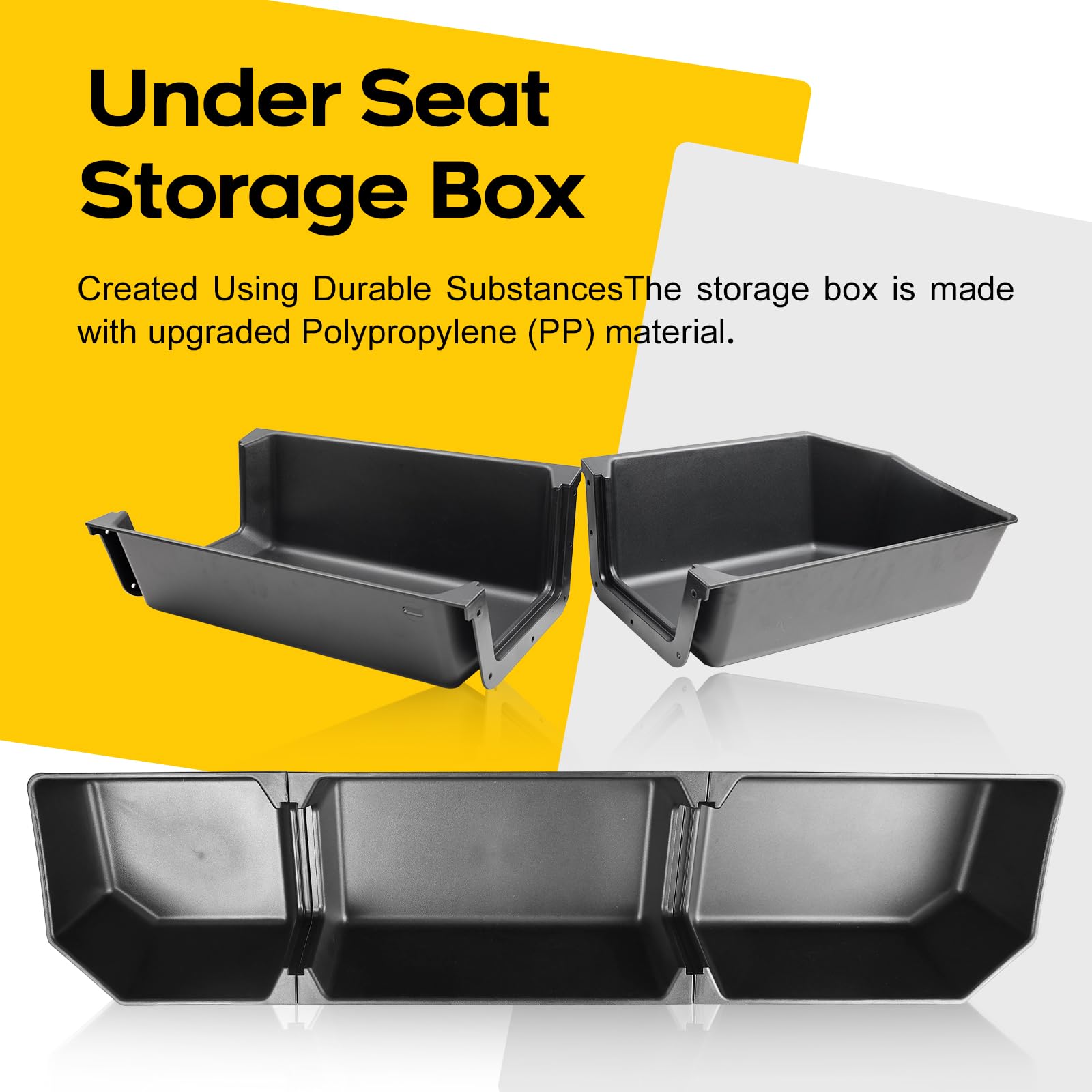 CarPartsDepot Under Seat Storage Box For 15-23 Ford F150 17-22 F-250/350/450/550 Super Duty with dividers Organizer and Storage