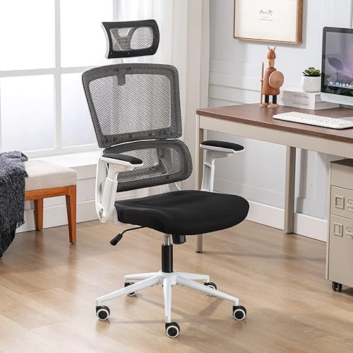 Silla de oficina ergonómica de altura ajustable con soporte lumbar silla de computadora transpirable respaldo alto silla giratoria con reposacabezas