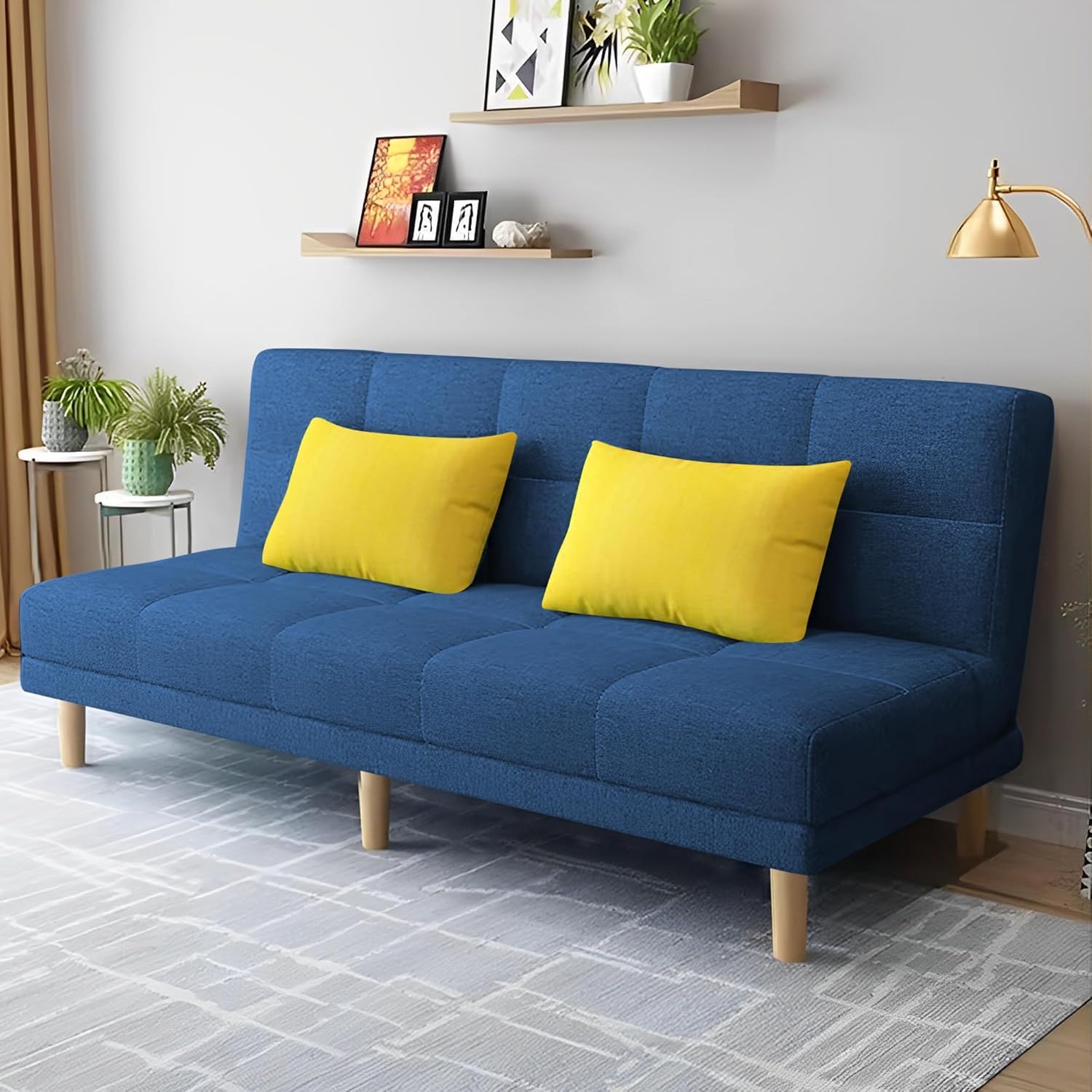 Broden 3 Seater Sofa Cum Bed for Living Room (Blue Colour Fabric) Premium Fabric Sofa Cum Bed for Living Room-image-29