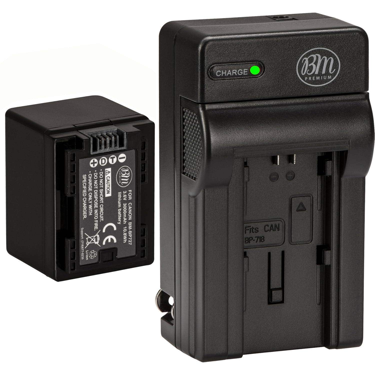 BM Premium BP-727 Battery and Charger for Canon Vixia HFR80, HFR82, HFR800, HFR30, HFR32, HFR300, HFR40, HFR42, HFR400, HFR50, HFR52, HFR500, HFR60, HFR62, HFR600, HFR70, HFR72, HFR700, HFM52, HFM500