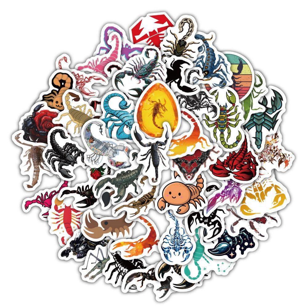 – 120Pcs Scorpion Stickers for Skateboard,Helmet,Laptop,Car,Water Bottle,Scrapbook,Notebook, Luggage,Bike,Phone,Adults Girl Gift,Cute Reptile Waterproof Vinyl Sticker,Cartoon Animal Aesthetic Decal