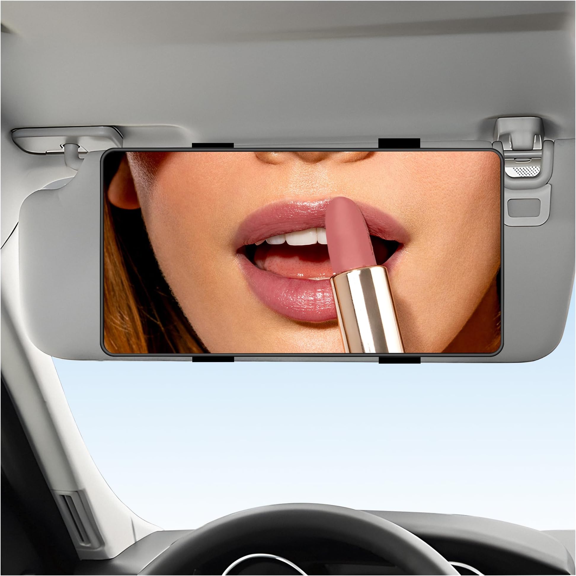 HD Large Car Mirror Vanity with Straps, Multifunctional Car