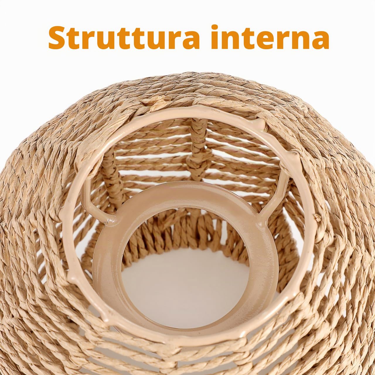 Angoily 3 paralumi in tessuto retrò rattan, cesto a sospensione, per sala da pranzo, soggiorno, 14 x 15 x 15 cm (diametro del foro centrale: 4 cm)