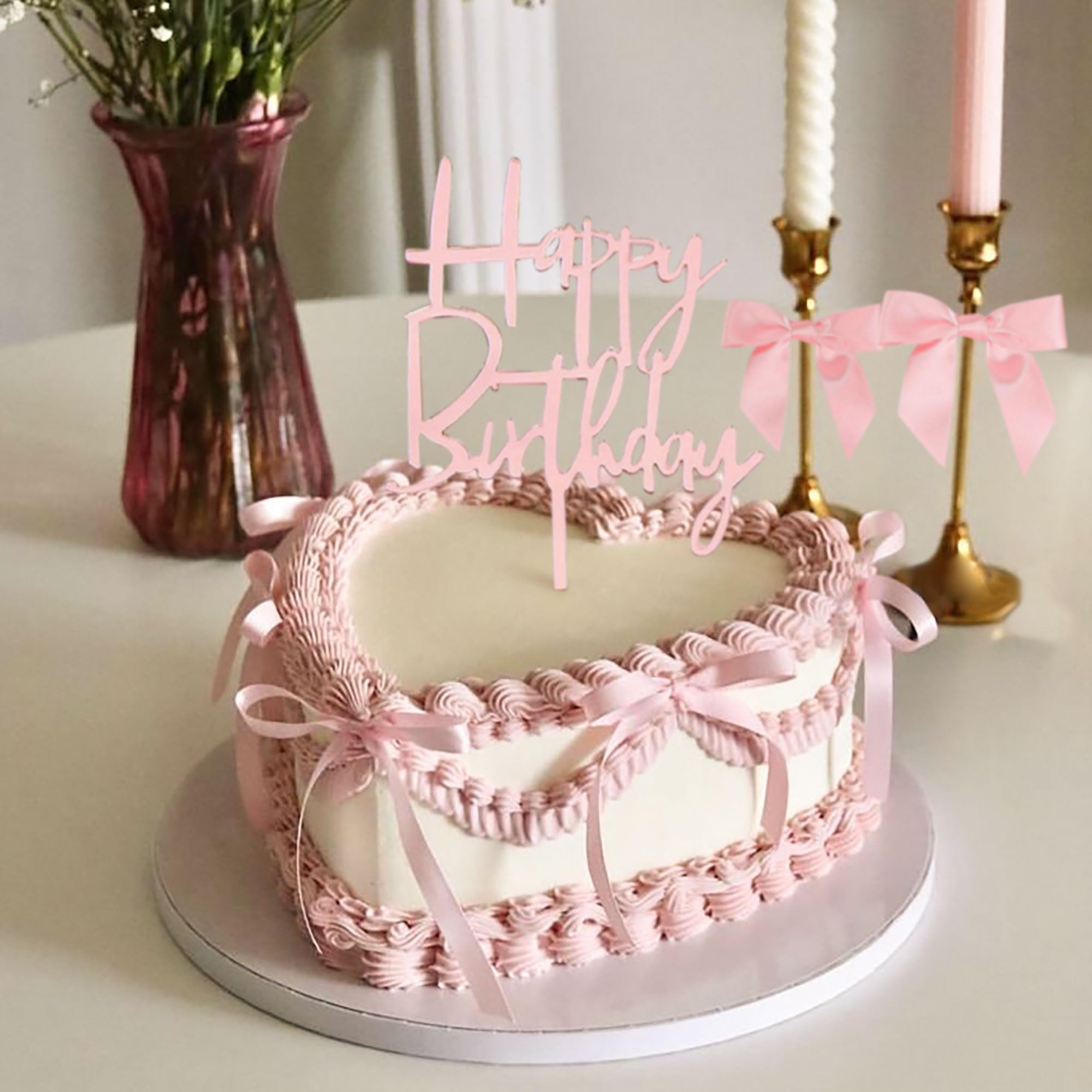 Topper per torta con fiocco blu, nastri per coquette, fiocchi, torte