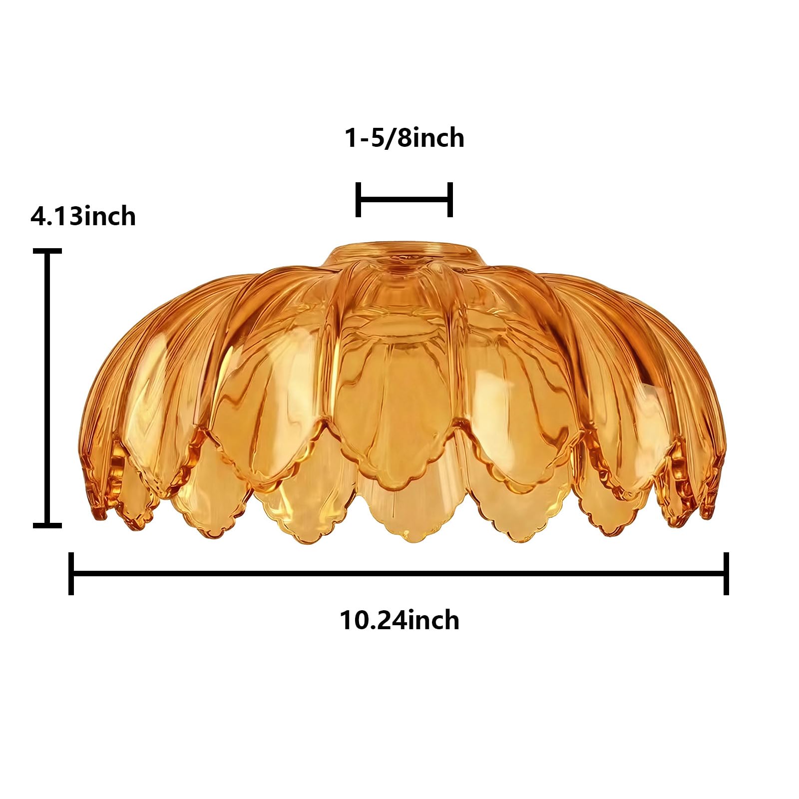 Pantalla de cristal de repuesto, apertura de ajuste de 1-5/8 pulgadas, pantalla de cristal grueso prensado artístico, 10.25 pulgadas de diámetro, 4.13 pulgadas de altura, adecuada para