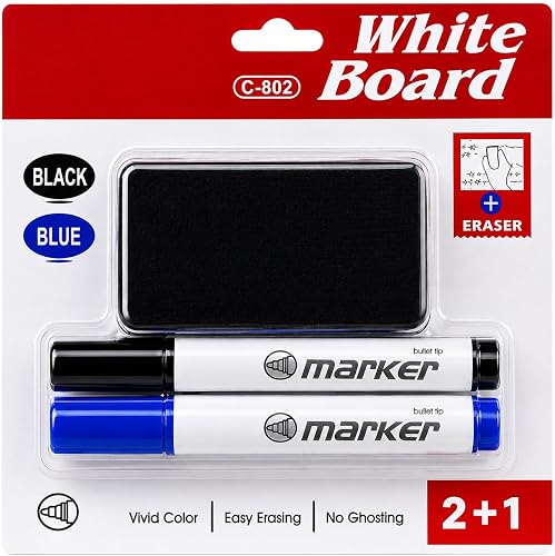 2 Colors Whiteboard Markers and Whiteboard Eraser