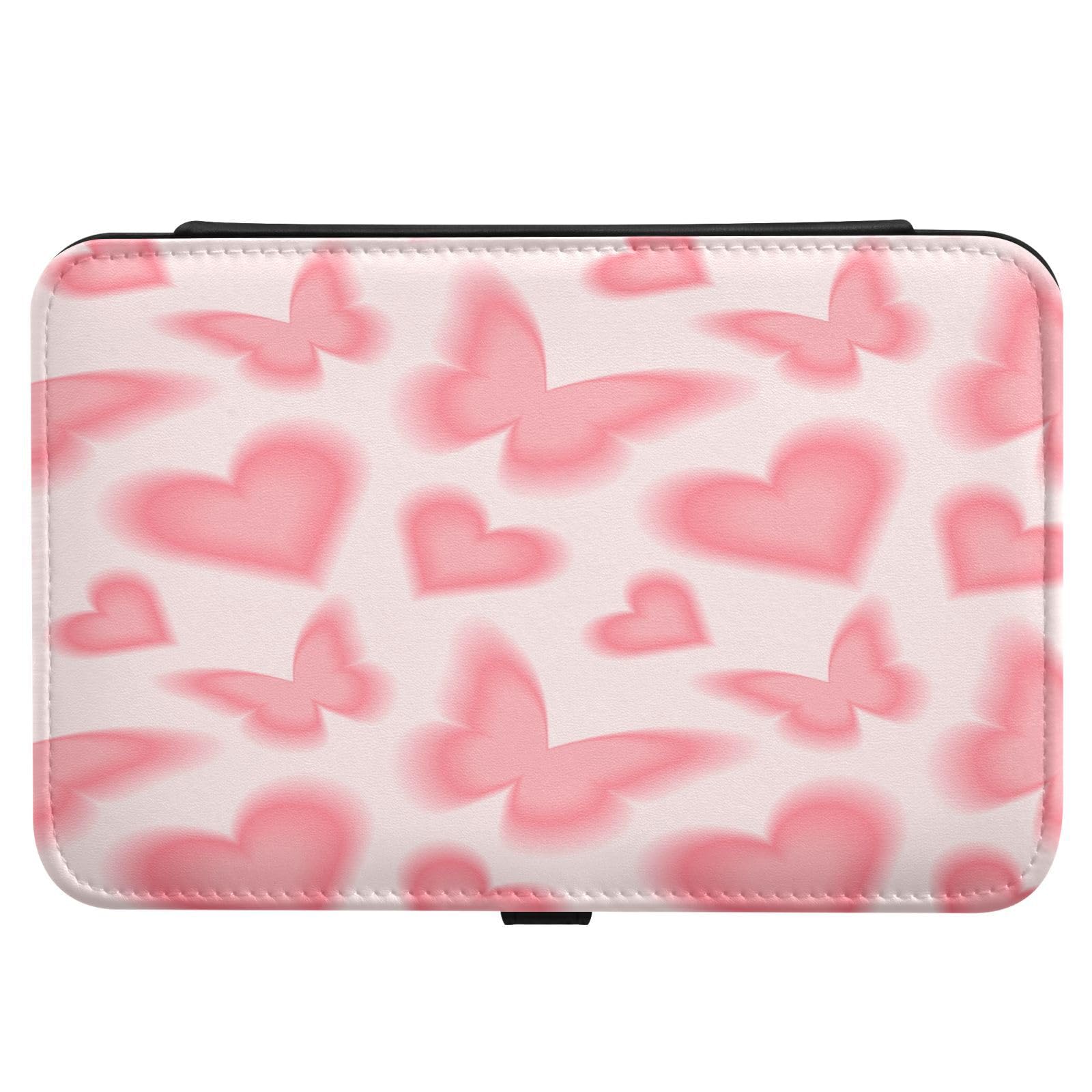 Haskirky Heart Butterfly Jewelry Box Portable PU Leather Travel Jewelry Organize for Women Jewelry Storage Display Holder for Ring, Necklace, Earring