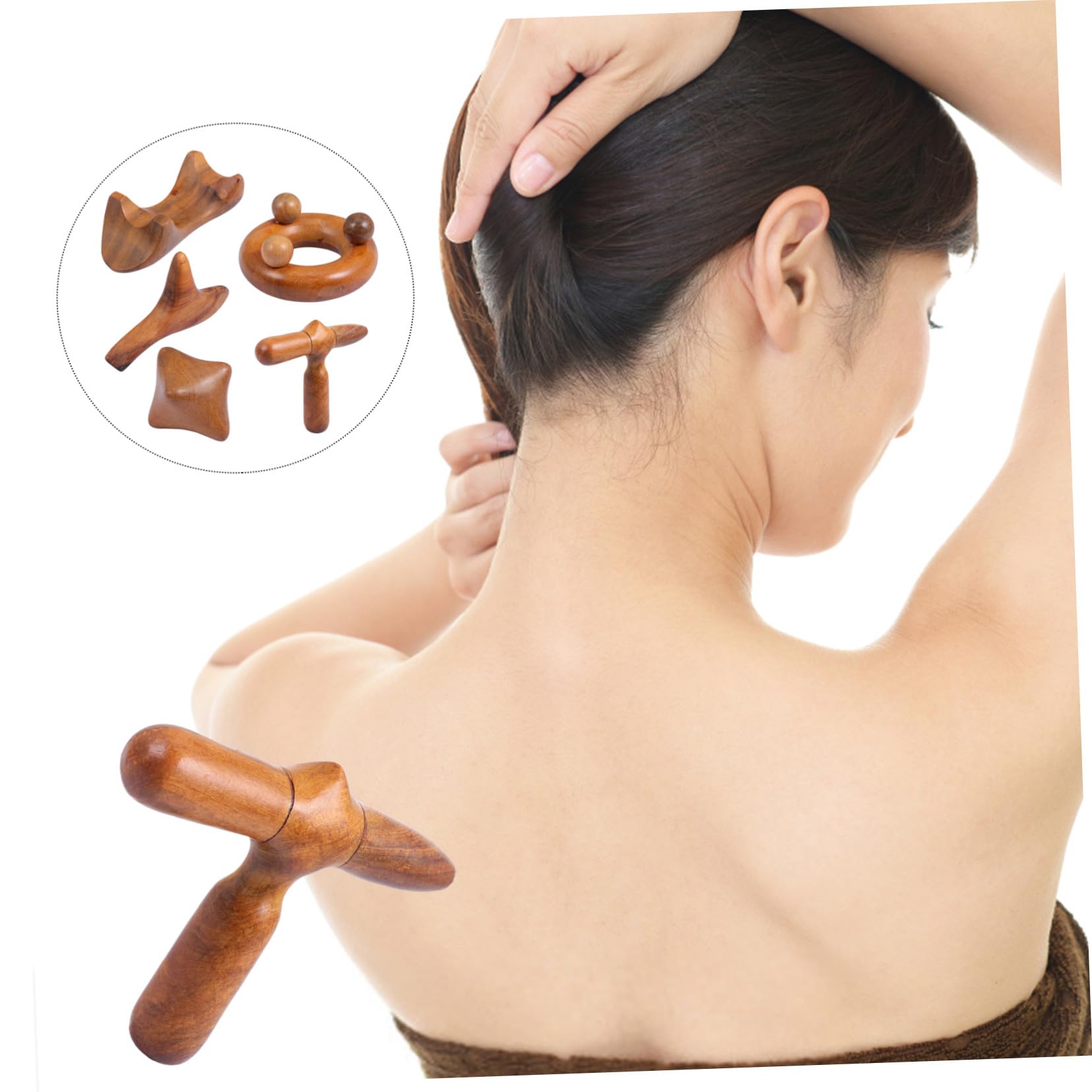 Tabla De Raspado Guasha De Madera 5 Piezas Set Tradicional Triángulo, Cruz, Hexágono, Círculo Para Masaje Facial y Corporal, Herramienta Duradera Para Spa, Cuidado De Piel Casa y Viajes