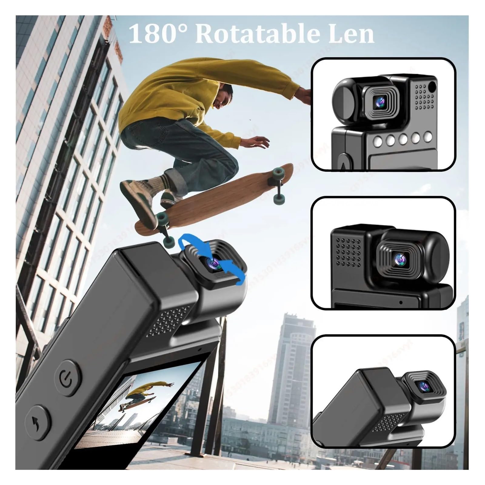 Mini action cam portatile 4K HD, con clip posteriore, girevole a 180°, visione notturna a infrarossi, per sport, da viaggio, per bicicletta, con registratore (solo fotocamera, versione L9-DV)