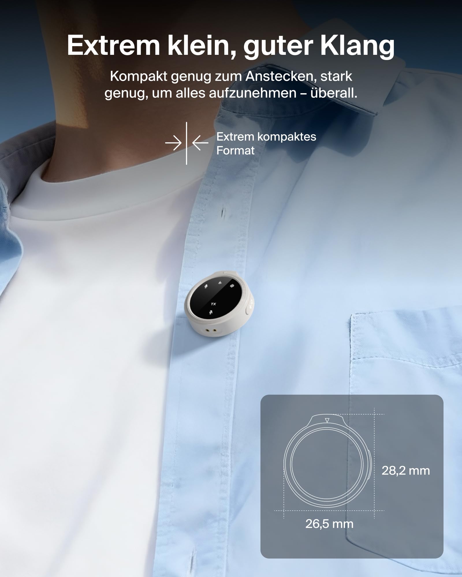 Belkin Stage Mini Mikrofon kabellos, 2er Set mit Clip für iPhone, Android, 24-Bit/48 kHz, 36 Std. Akku, Geräuschreduzierung, Funkmikrofon magnetisch omnidirektional für YouTube, Podcast, Vlogging