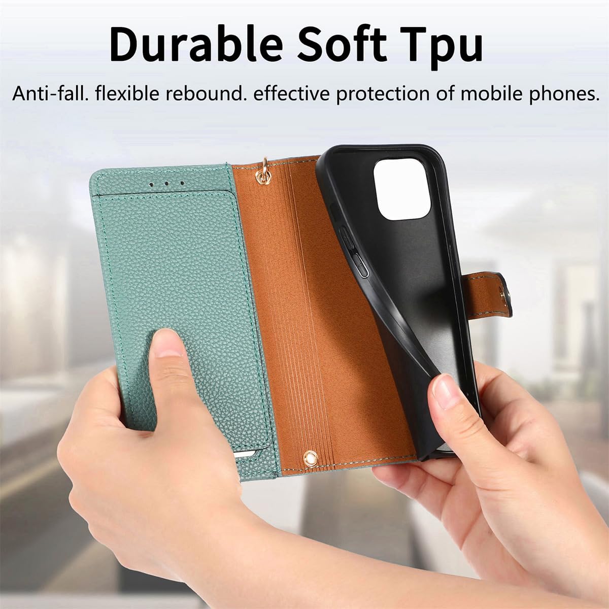MOJIA Custodia Portafoglio Con Tracolla Per Honor Magic6 Lite 5G / X9b: Pelle PU Morbida, 7 Slot Carte E Supporto Multifunzione. Nero. - 6