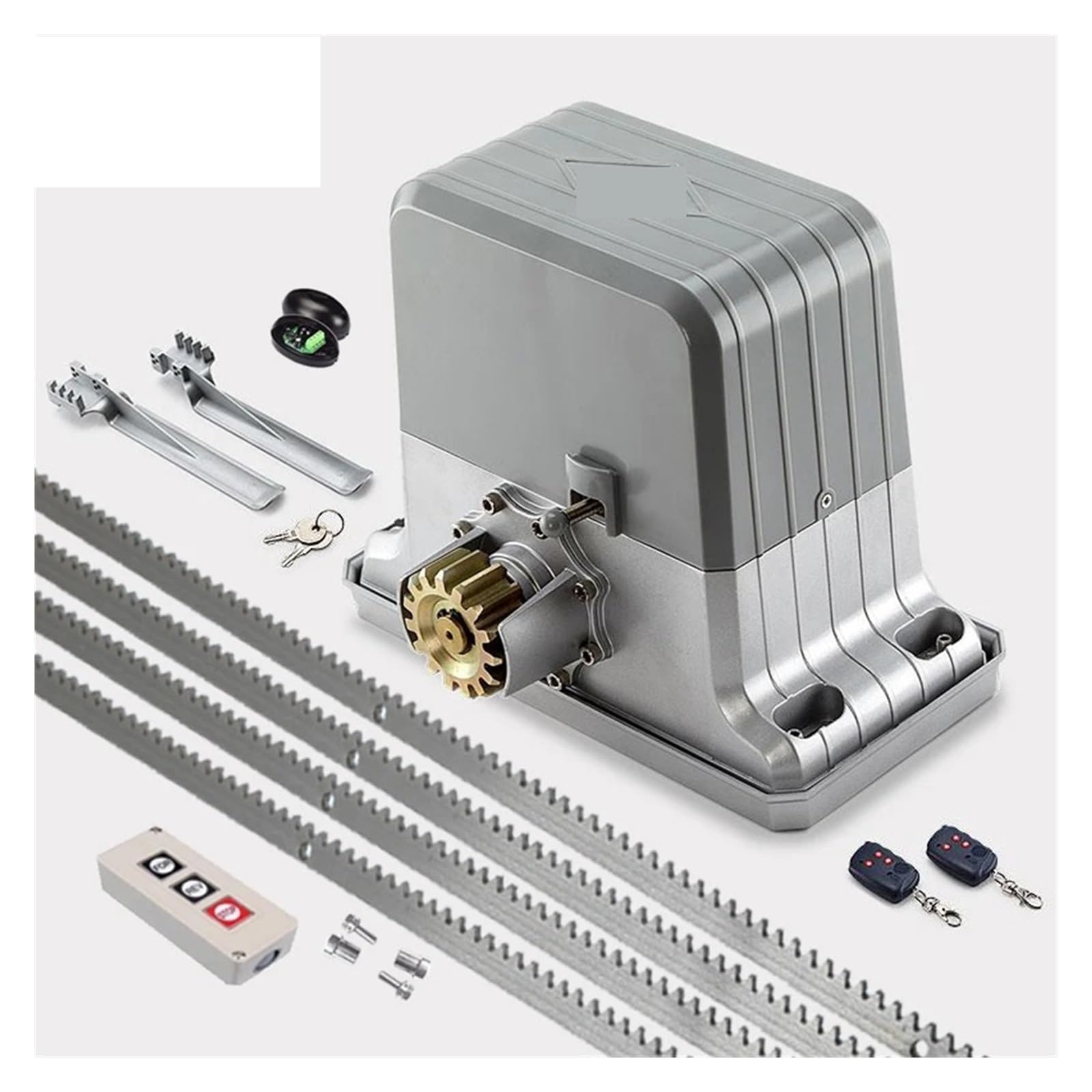 Kit para abrir puertas, Abridor de Motor puerta corrediza eléctrica automática alta resistencia con bastidores 4m (cantidad Control remoto/sensor/botón opcional)(Kit 12)