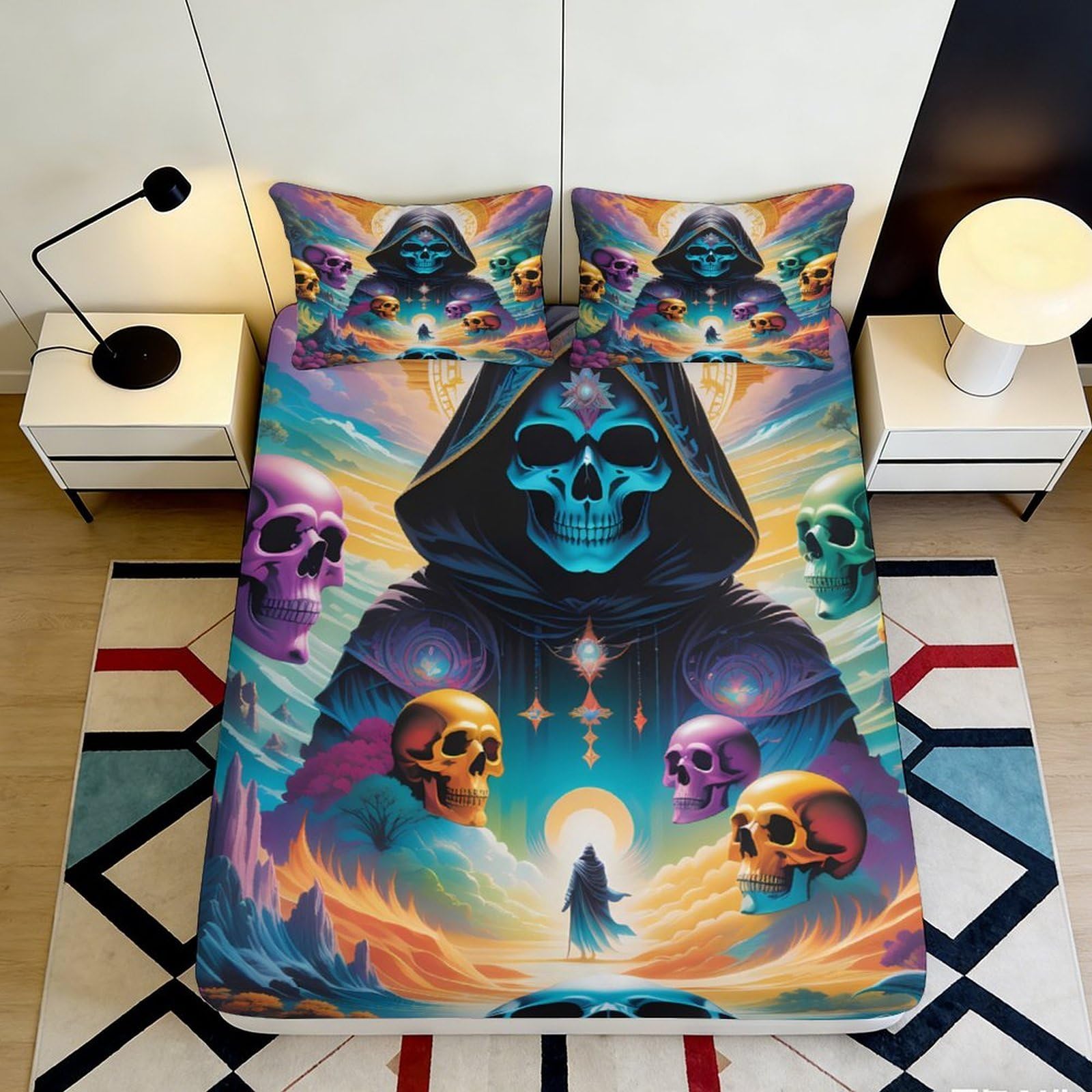 3D Printed Buddha Fitted Sheet Microfiber Deep Pocket Non-Slip Mandala Mattress Fitted Cover Elastic Hem for Bedroom 90x200x25cm