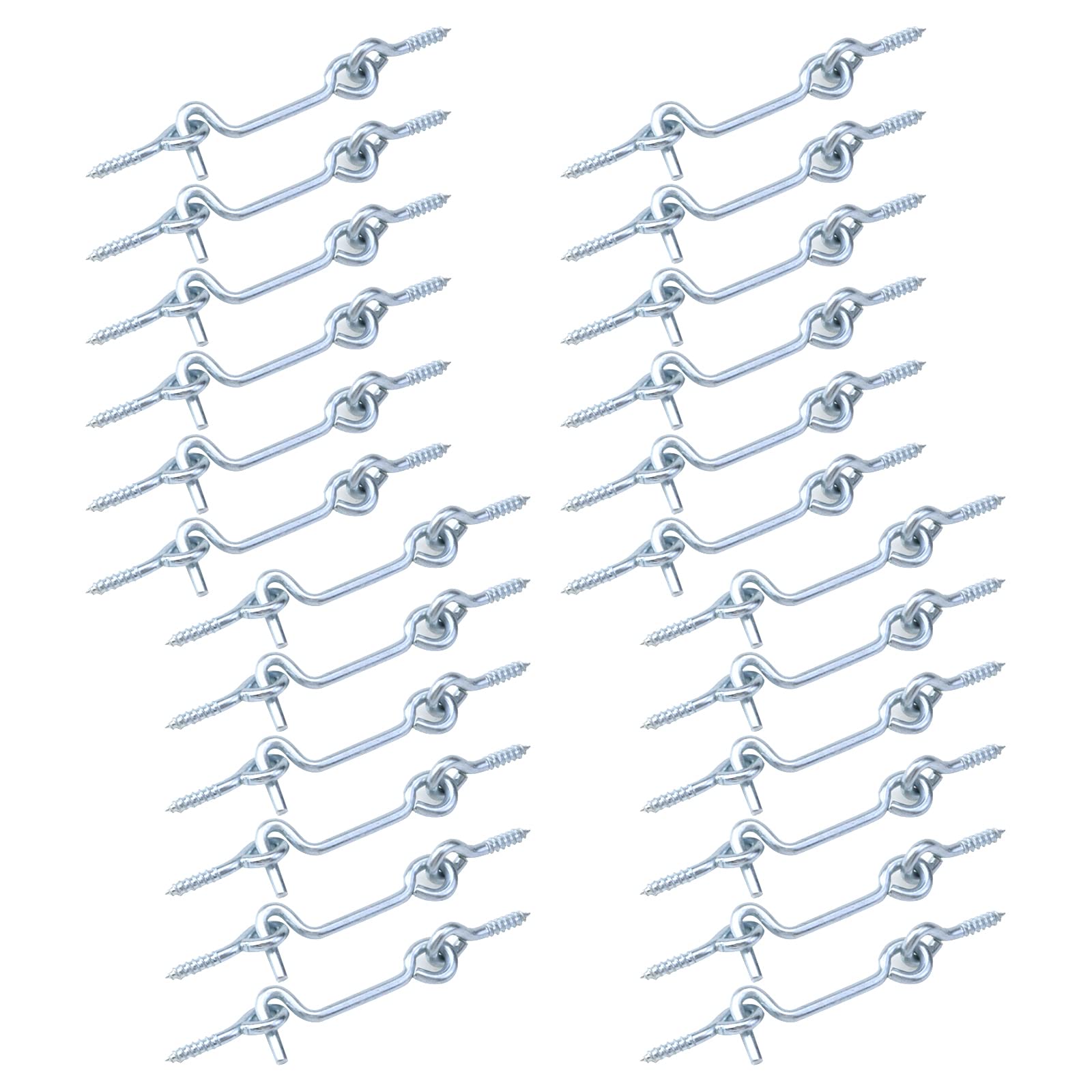 Antrader Lot de 24 loquets de porte en acier zingué de 5,1 cm avec crochet et œillet en bois