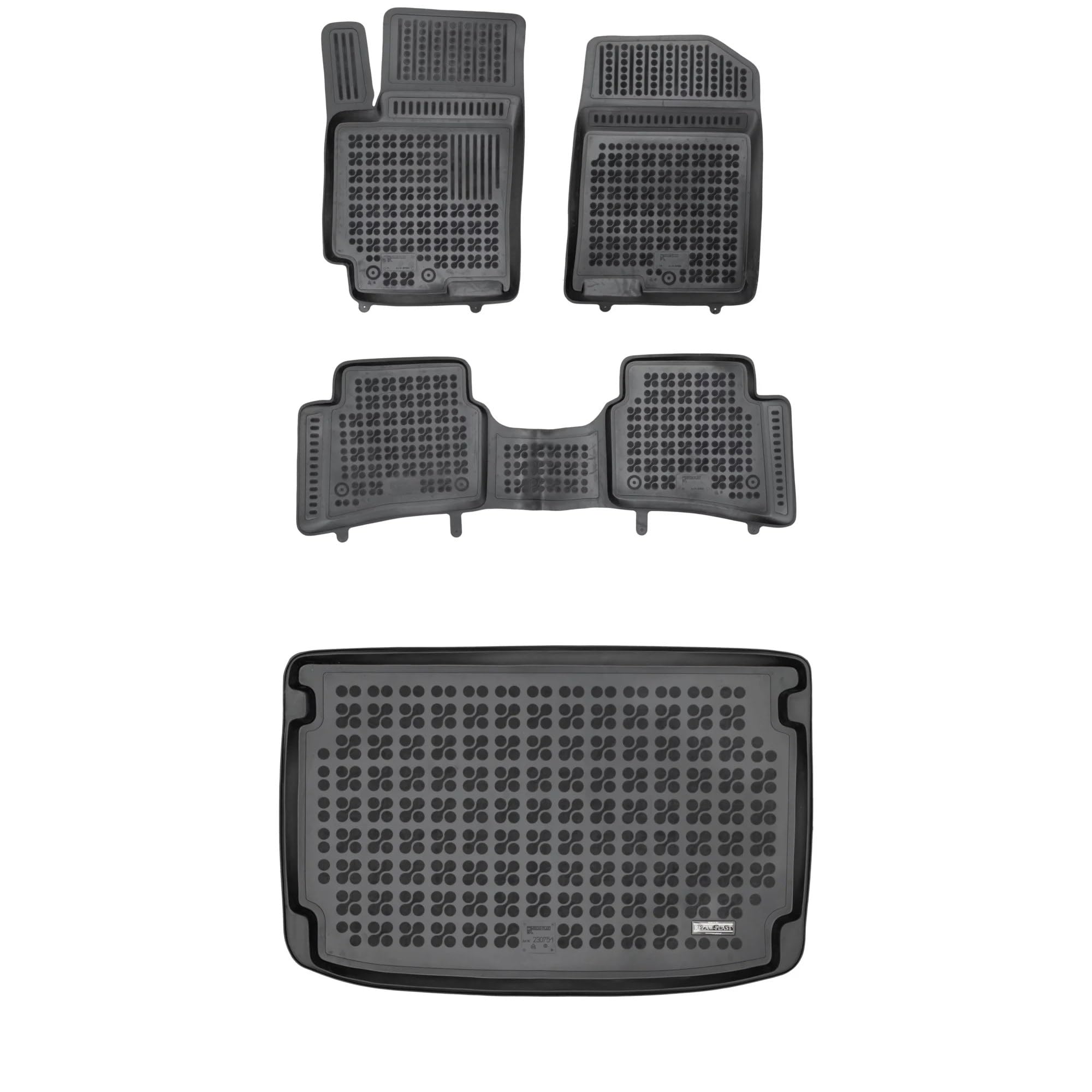 M MOTOS Set de Alfombrillas de Goma y Alfombrillas de Maletero Adecuado para Kia Stonic Desde 2017 - Mejora la Comodidad de Tus Viajes con la Alfombrilla Antideslizante para Coche - Alfombrillas para