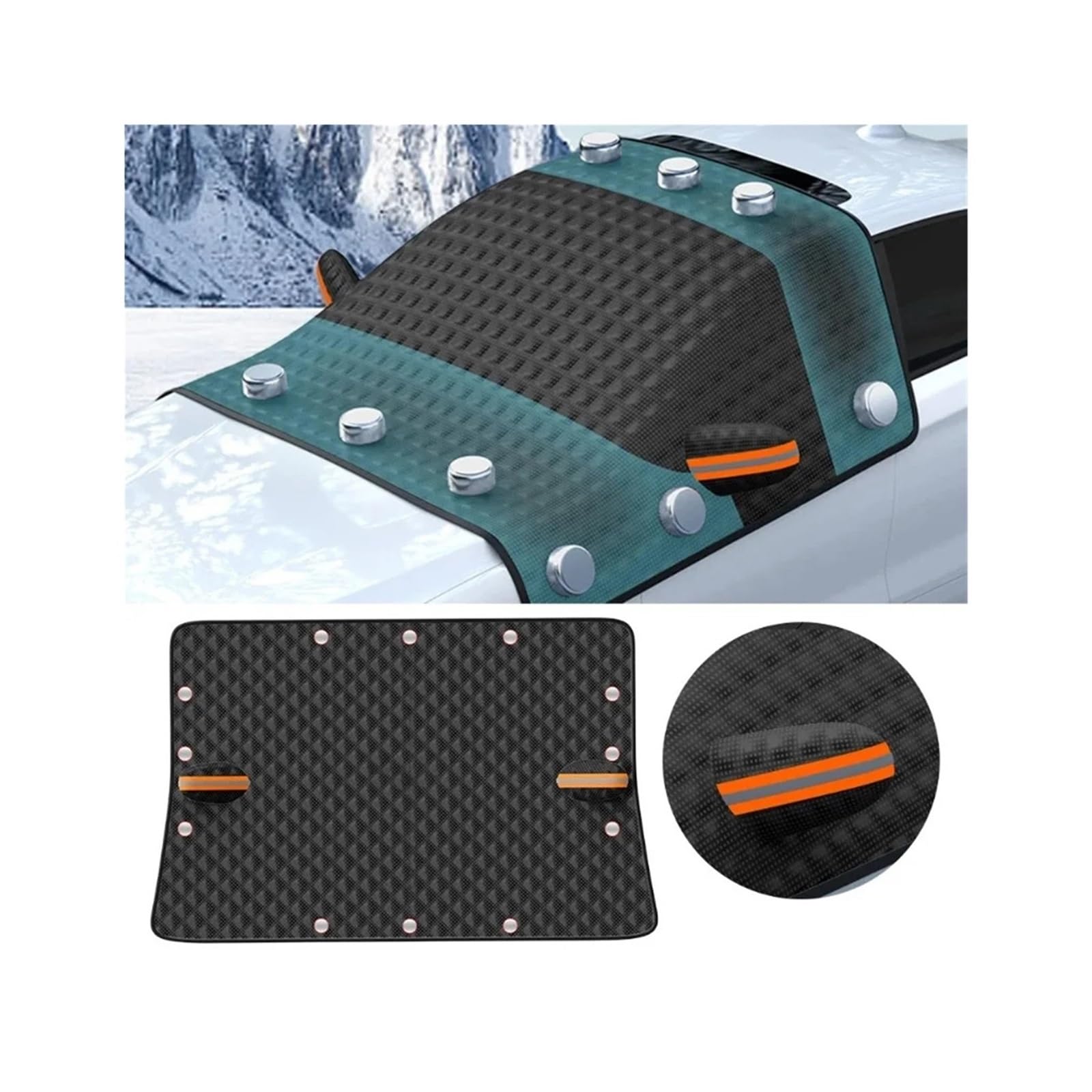 Protector de Parabrisas Cubierta de Nieve para Coche, Cubierta para Parabrisas, Impermeable, para Invierno y Exteriores, Parasol para, antihielo(12 Magnets)