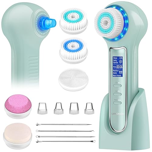 UMICKOO Aspirador removedor de puntos negros, cepillo de limpieza facial recargable con pantalla LCD, IPX7 impermeable 3 en 1 limpiador facial para