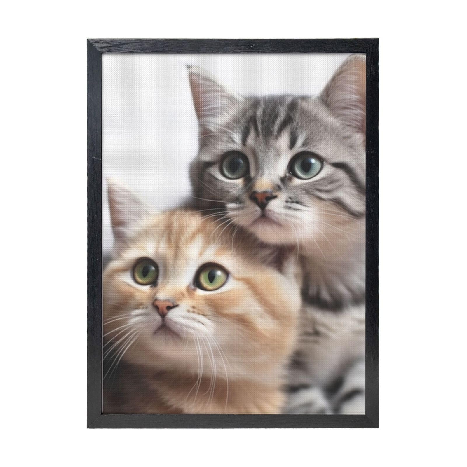 Framed Wall Art - Decorative Canvas Painting Cats Pictures Poster Aesthetic Modern Prints Artwork for Bedroom Office Wall Decor Ready To Hang 12x16 in