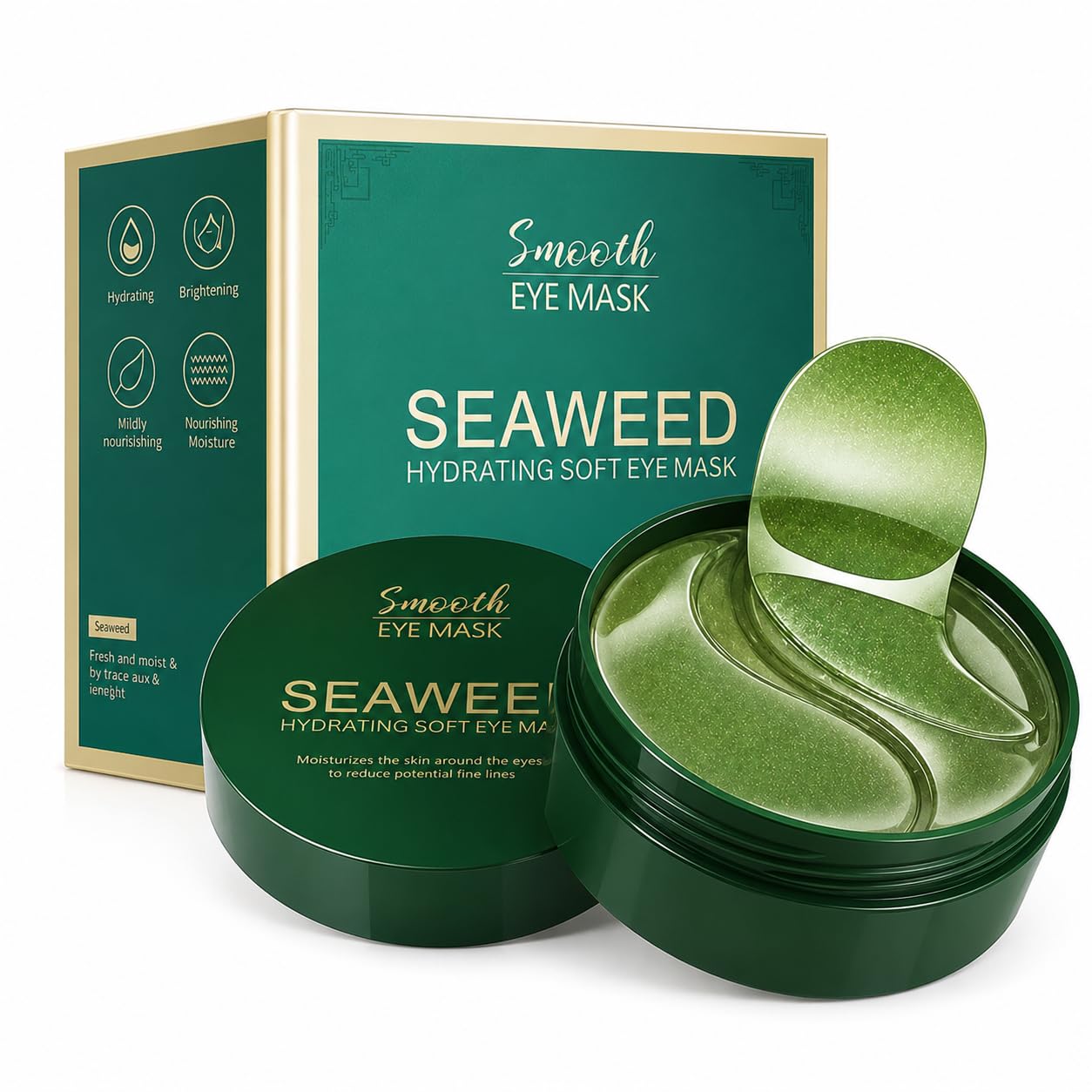 DOKDO Seaweed Hydrating Eye Mask for Dark Circles, Puffy Eyes, Fine Lines & Wrinkles | Cooling Under Eye Gel Patches Enriched with Aloe Vera & Marine Extracts | Refreshing & Hydrating Eye Care | Shade 01 - Seaweed 60 Pcs (Shade - 01 Seaweed, 60 patches (Pack of 1))-image-4