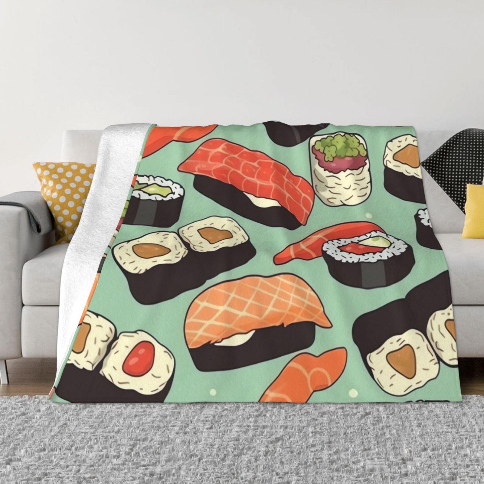 Plaid nourriture sushi couverture cadeau originale flanelle douce