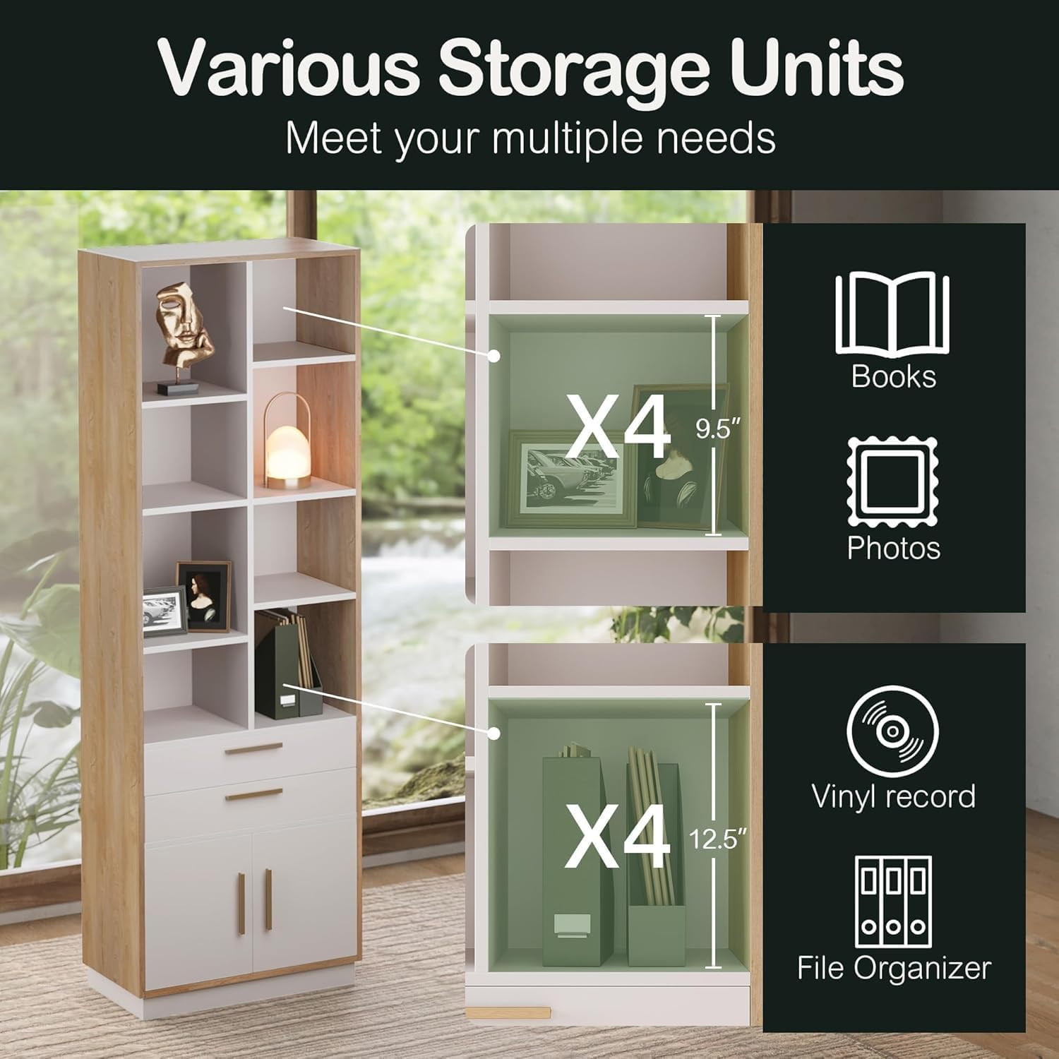 Furniture Set, 67" Standing Desk with 73" Bookcase, L Shaped Electric Stand Up Desk with Bookshelf, Home Office Furniture Set, Light Walnut