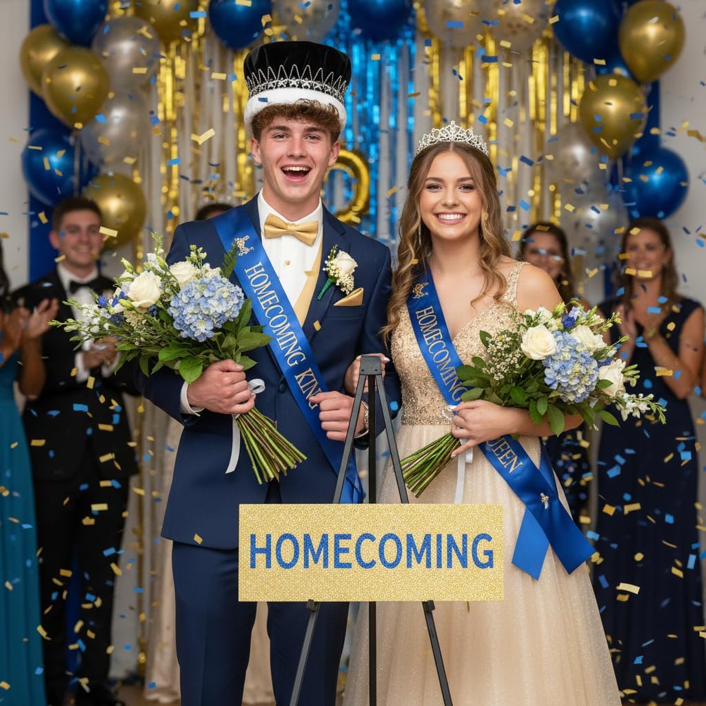 Anderson's Majestic Velvet King Crown with Star Band, Silver/Gold Trim, Faux Fur, for Prom, Homecoming, Pageant, Mardi Gras