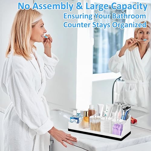 Miniatura 2 de Organizador de Encimera de Baño, Soportes de Silicona Blanca para Cepillos de Dientes para Organizador de Encimeras de Baños con 3 Piezas de Soporte