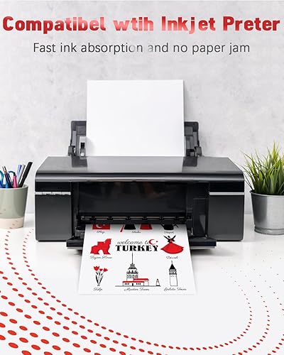 Miniatura 3 de Weliu Papel adhesivo de vinilo imprimible para impresora de inyección de tinta, blanco mate, 21 hojas de 8.5 x 11 pulgadas, papel adhesivo