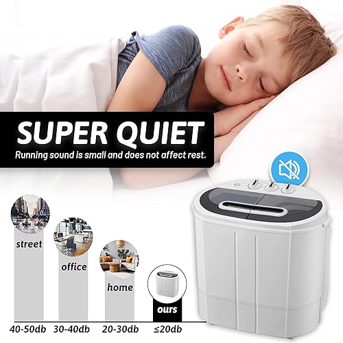 Miniatura 6 de Spurgehom Lavadora portátil con capacidad de 15 libras, lavadora y secadora 2 en 1, mini lavadora y secadora compacta de doble tina Dombo para