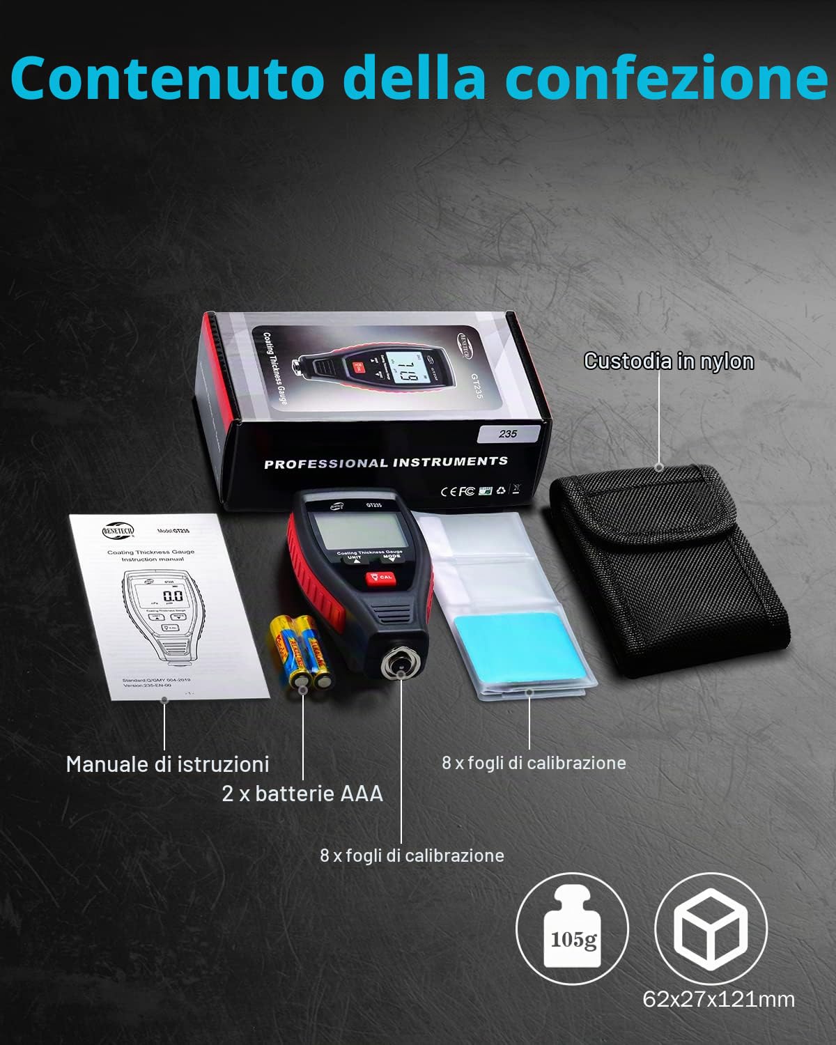 Misuratore di spessore della vernice BENETECH Car Coating Spessimetro per acquirenti di auto usate, misuratore di spessore della vernice controllare il rivestimento originale Auto Car Paint Meter