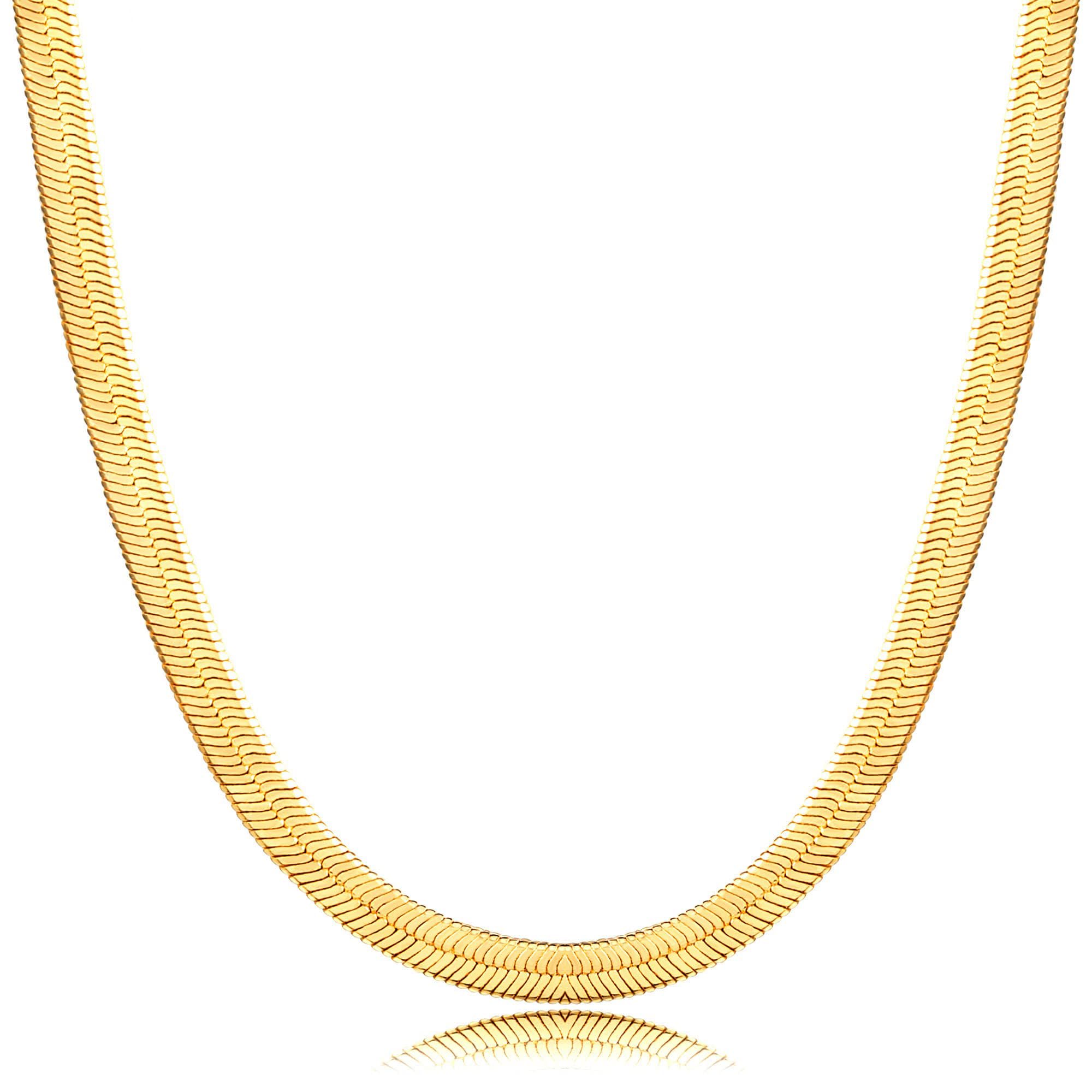 14K Gold Plated Necklaces for Women, Dainty Gold Herringbone Choker Necklace Thin Layered Snake Chain Jewelry for Gifts