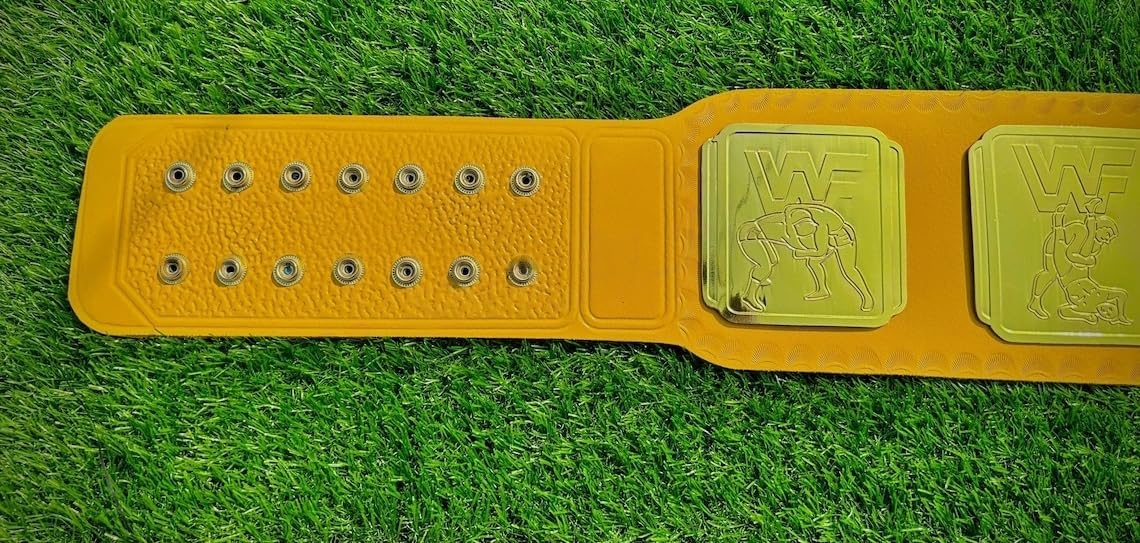 WWF Intercontinental Heavyweight Wrestling Championship Belt, WWF Intercontinental Replica Belt 2mm, Gold/Yellow