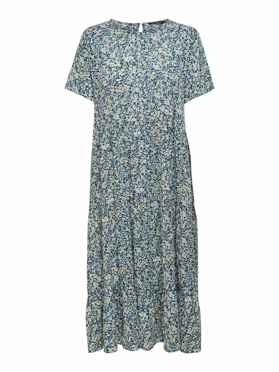 ONLY Women's Onlabigail Life S/S Midi Wvn Noos Dress, Night Sky, 6 UK