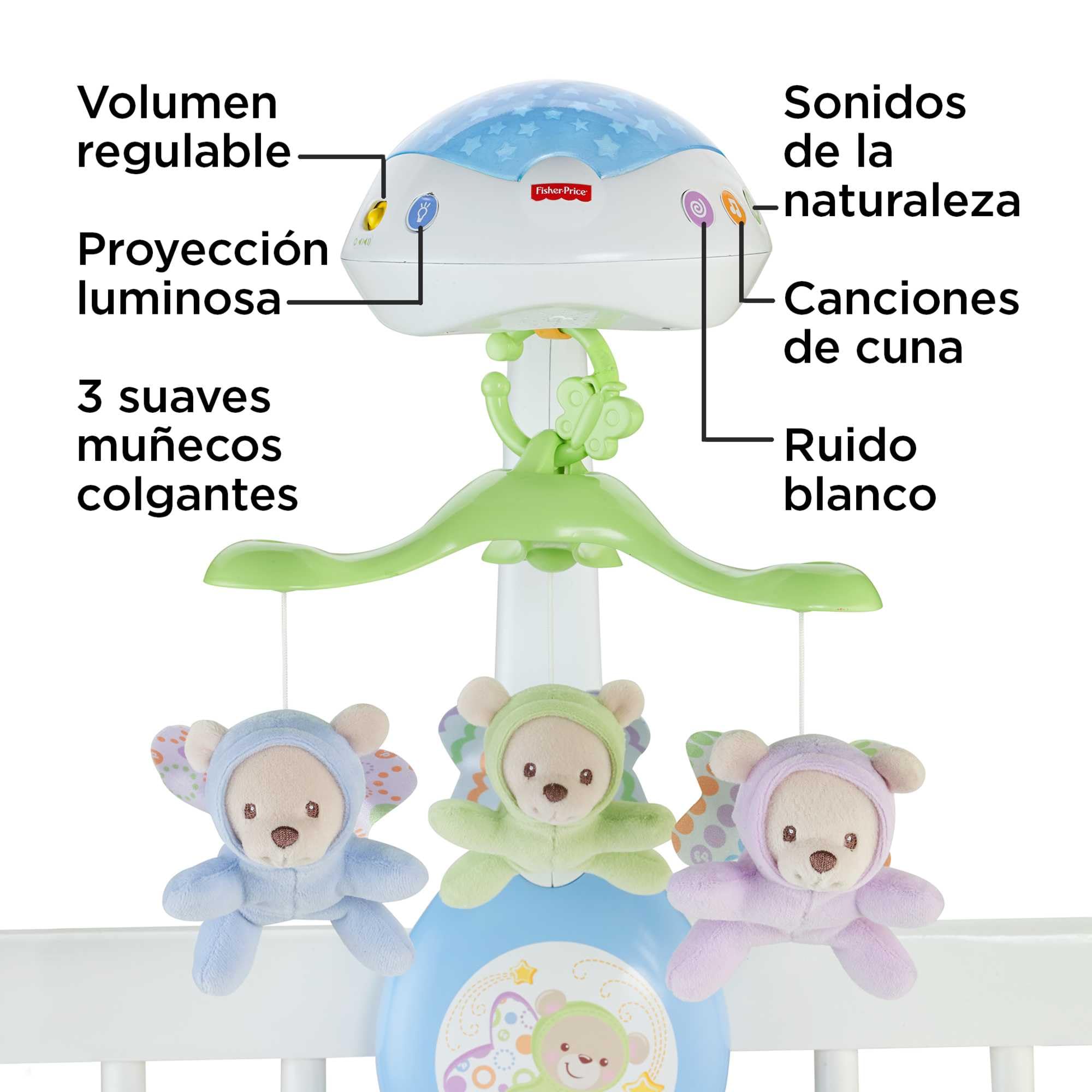 Fisher-Price Móvil Ositos Voladores - Producto para Bebés - 3 Opciones de Sonido - Con 3 Ositos - Control Remoto - Regalo para Bebés de 0+ Meses - CDN41 — view 7