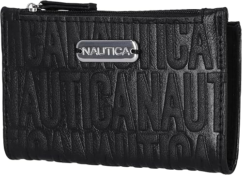 Vista 13 de Nautica High Tide - Billetera pequeña para mujer con bloqueo RFID, tarjetero delgado para tarjetas de crédito con bolsillo con cremallera