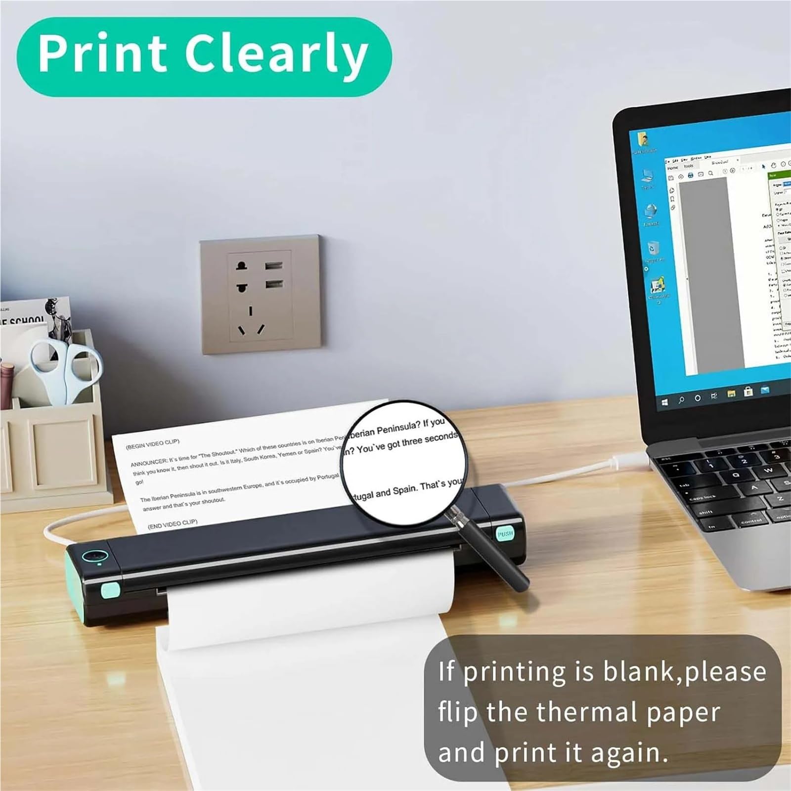 Kopierpapier Druckerpapier A4 A4-Thermopapier, 20/100/200 Blatt, gefaltet und auf Rolle, schnell trocknend, for Dokumente, Prüfungsunterlagen, Büro, Heimdruck(200 Sheets)