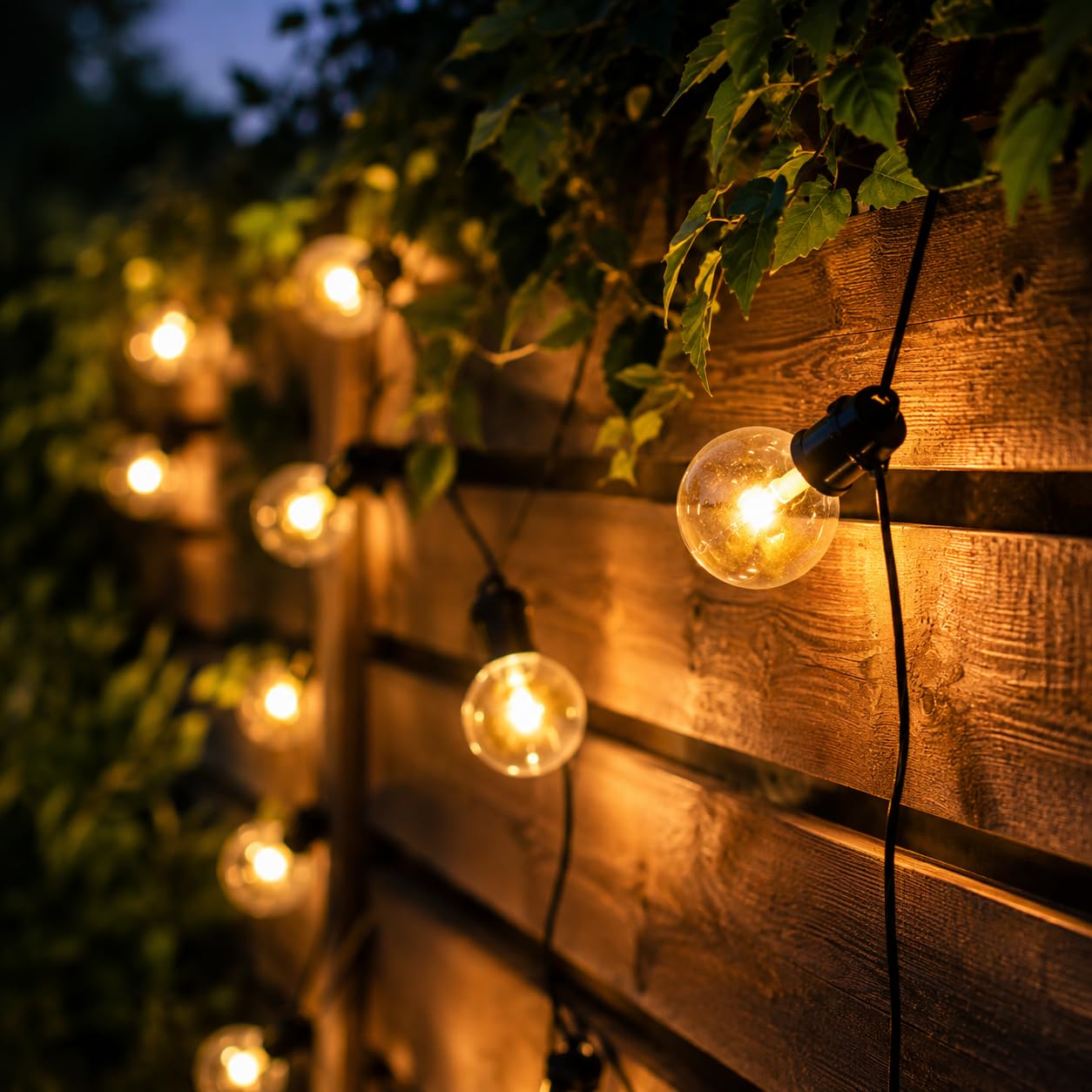 Festive Lights - 4.5m Battery Festoon String Lights with 10 Warm White LED Clear Bulbs - IP44 Rated, Indoor & Outdoor Use - Timer Function, Black Cable, Waterproof Globe Design, Easy Installation