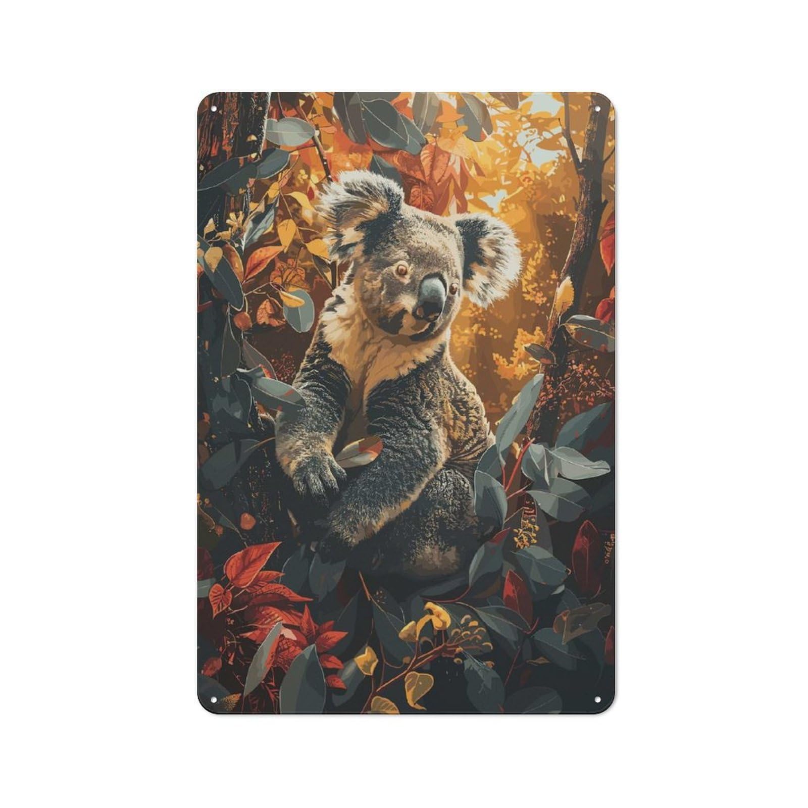 Junmoney Style-22 Koala Forest Trees Garage Metal Sign 30X20cm, Weathered Look Shed Wall Plaque For Garage, Workshop, Shed Or Utility Room