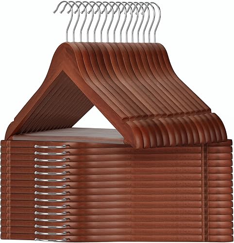 Miniatura 22 de TOPIA HANGER Perchas de Madera para Abrigos Paquete de 30, Perchas de Madera Vintage para Trajes con Barra Antideslizante para Pantalones, Gancho