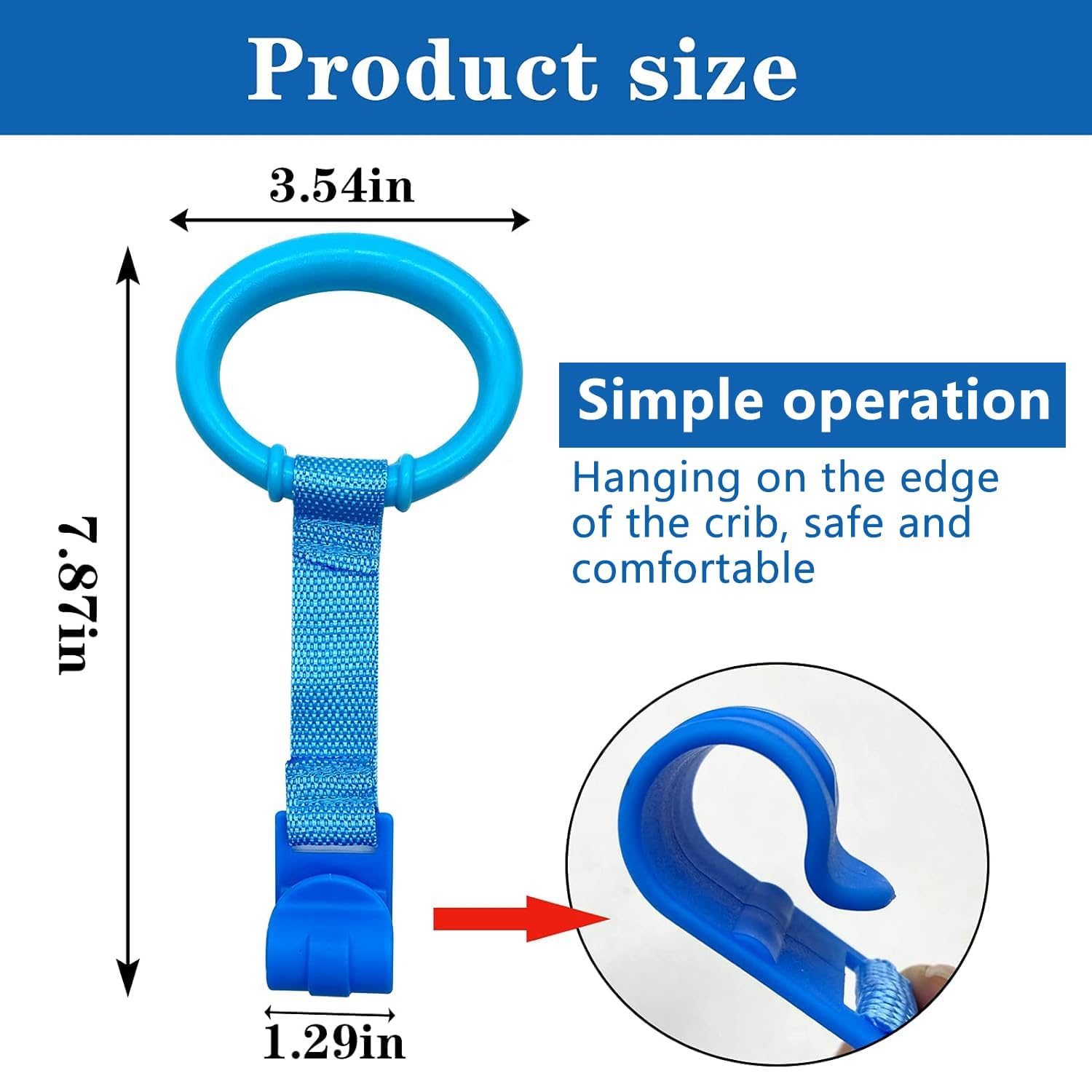 codree 4 Pcs Baby Playpen Pull up Rings- Baby Crib Pull up Rings- Baby Walking Exercises Assistant Rings- Baby Bed Stand Up Rings Baby Cot Hanging Rings for Infant Baby Toddler