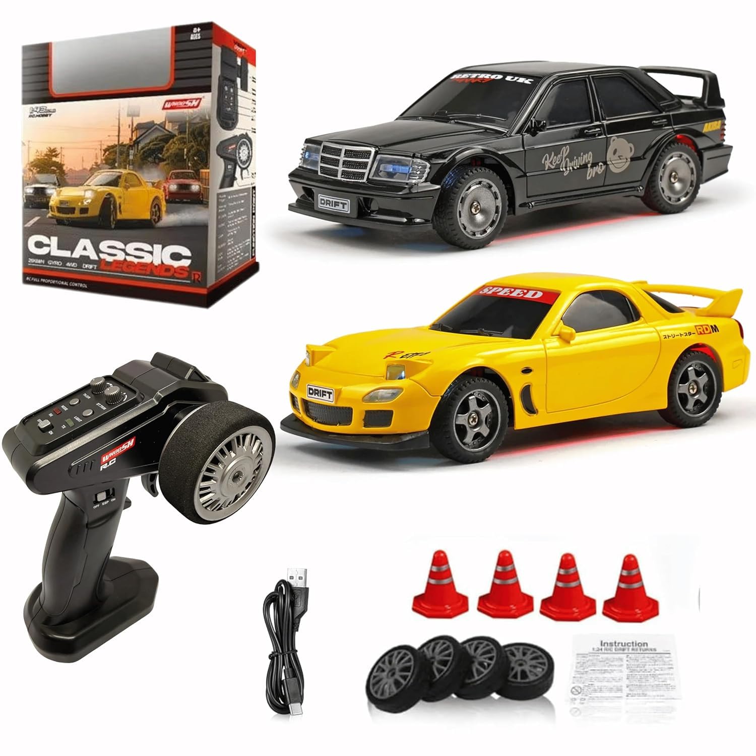 :43 Mini RC Drift Car — Palm-Size Desktop Drift, 4WD Proportional 2.4GHz Remote Control, 15km/h, LED Lights, Rechargeable Li-Ion Battery, Hobby-Grade Mini Toy Car for Adults & Kids 8+-image-48