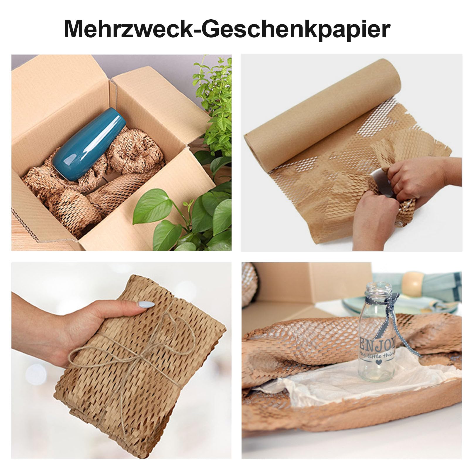 BOMEI PACK 30cmx50m Papel de embalaje de Nido de Abeja -Alternativa Sostenible al Papel de Burbujas para envolver y artículos frágiles- 30cmx50m/100m Alternativa al papel burbuja (50M)