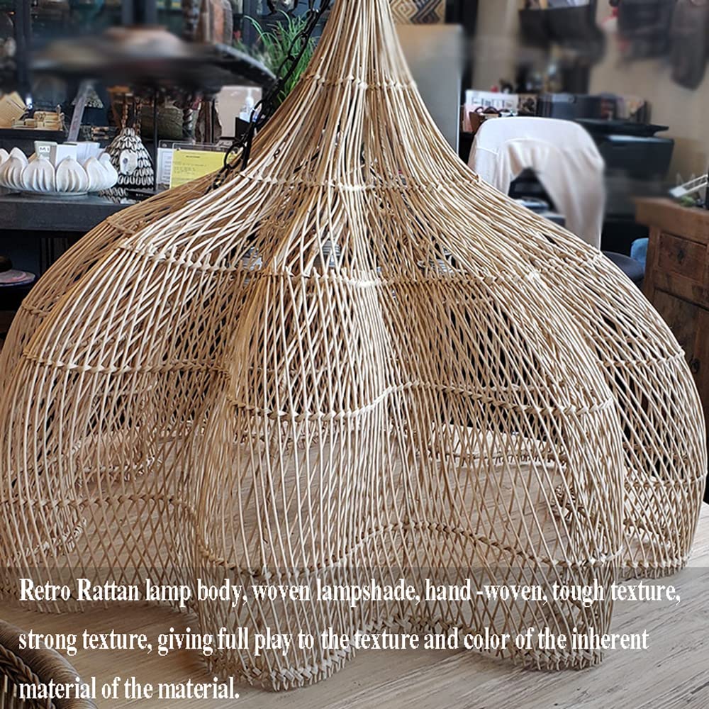 Hanglamp Licht 3-Vlam E27 Vintage Natuurlijke Bamboe Lantaarn, Retro Rotan Lamp DIY In Hoogte Verstelbare Lamp Hangende Kroonluchter Plafond Voor Eetkamer Slaapkamer Bar Plafondverlichting